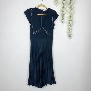 A.L.C. Mara midi dress grommet studs plunging v-neck minimalist jersey 2901